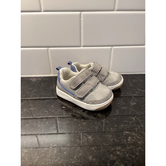 Stride rite Prana boys size 3M hook‎ and loop sneaker shoe gray and blue - Picture 2 of 9